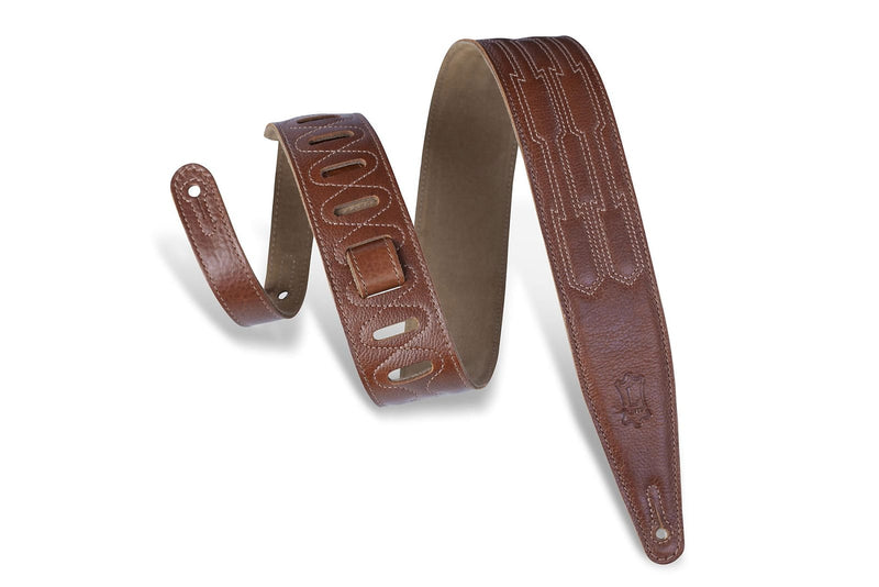 Levy's MG317MTN-BTA 2.5in Padded Garment Leather Guitar Strap - British Tan