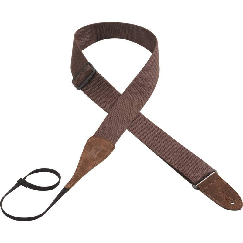 Levy's 2in Cotton Acoustic/Dobro Guitar Strap w/Suede Pin End - Brown
