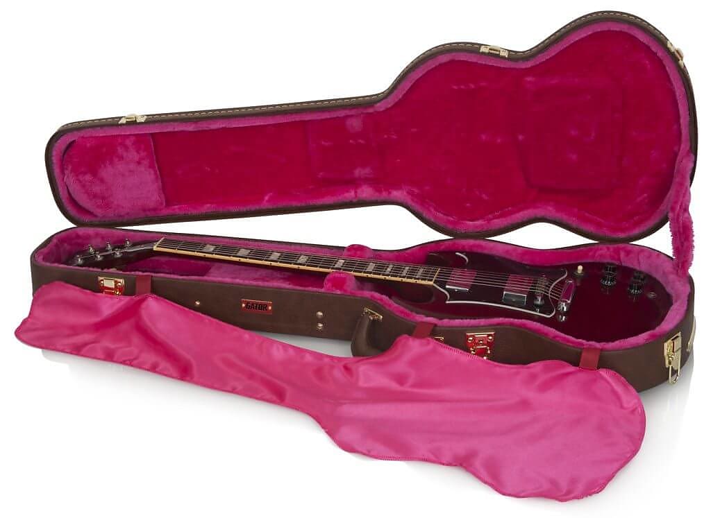 Gator Cases Deluxe Wood Series Gibson SG Guitar Case, Brown