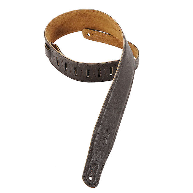 Levy's 2 1/2" Wide Garment Leather Guitar Strap - Dark Brown