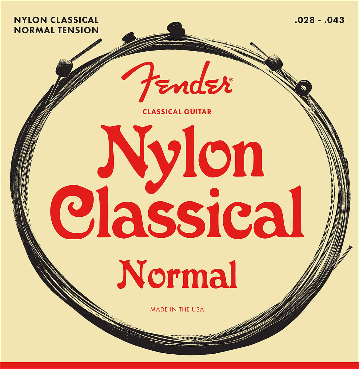 Fender Nylon Acoustic Strings, 130 Clear/Silver, Ball End, Gauges .028-.043, (6)