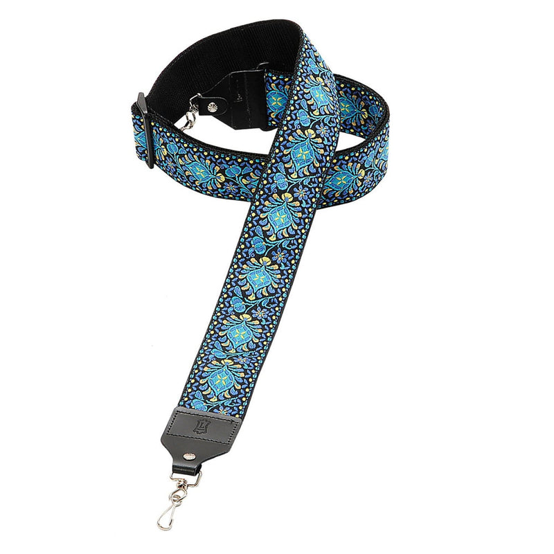 Levy's M10HT-04 2in Hootenanny Jacquard Weave Banjo Strap - Blue/Yellow