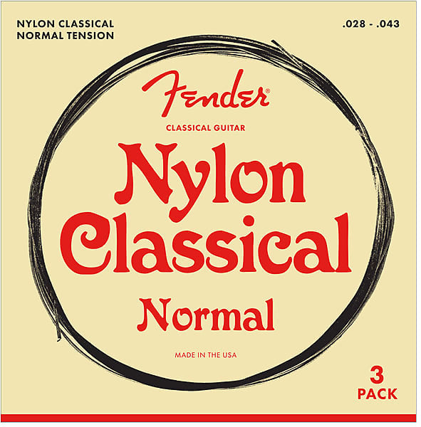 Fender Nylon Acoustic Strings 100 Clear/Silver Tie End, Gauges .028-.043 3-Pack