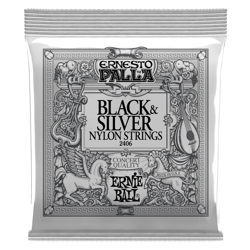 Ernie Ball 2406 Ernesto Palla Black & Silver Nylon Classical Guitar Strings