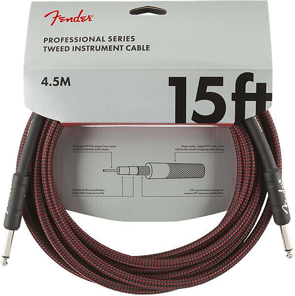 Fender Professional Series Instrument Cable, 15', Red