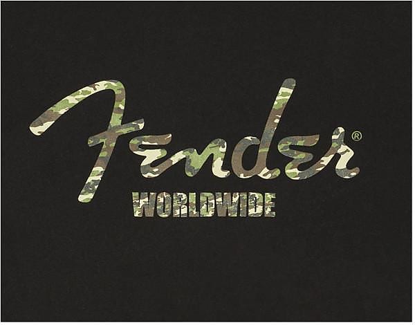 Fender Camo Logo L/S T-Shirt Blk Small