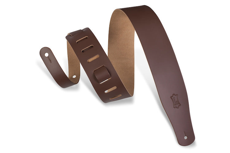 Levy's 2 1/2" Wide Genuine Leather Guitar Strap - Brown