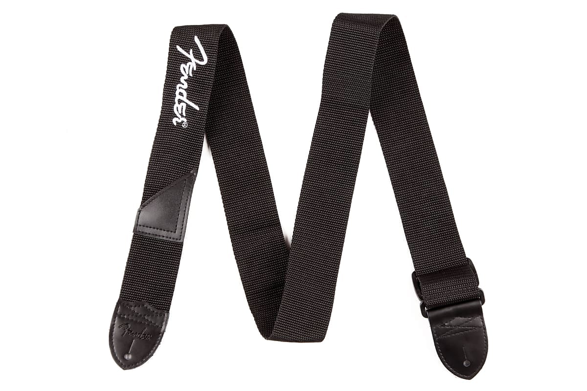 Fender 2" Black Poly Strap w/ White Fender Logo