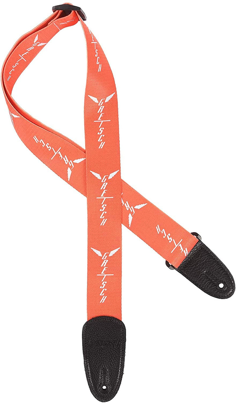Gretsch® Wing Logo Pattern Strap, Orange with Gray Logos