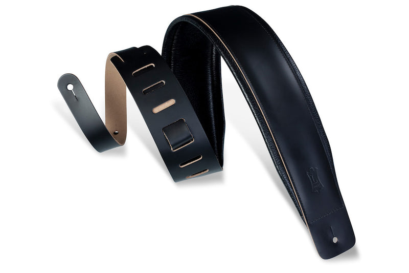 Levy's 3" Wide Genuine Leather Guitar Strap - Black