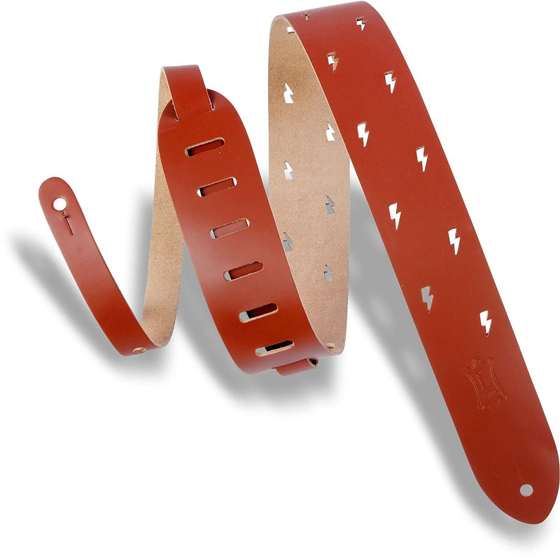 Levy's M12LBC-WAL 2in Chrome-Tan Lightning Bolt Strap - Walnut