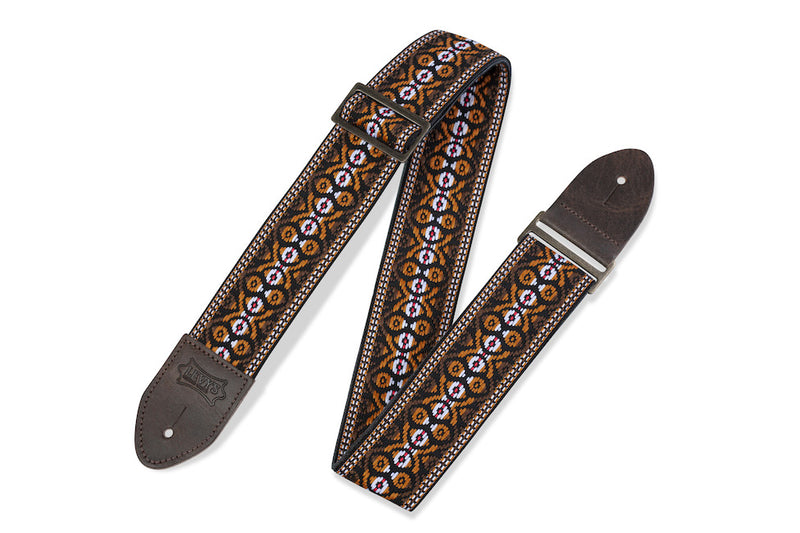 Levy's M8HTV-20 2" Wide Jacquard Guitar Strap - Brown/Red/White