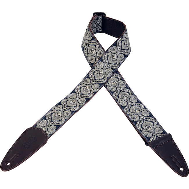 Levy's 2" Wide Jacquard Guitar Strap - Navy/Ivory Pattern