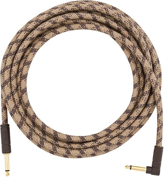 Fender 18.6' Angled Festival Instrument Cable, Pure Hemp, Brown Stripe