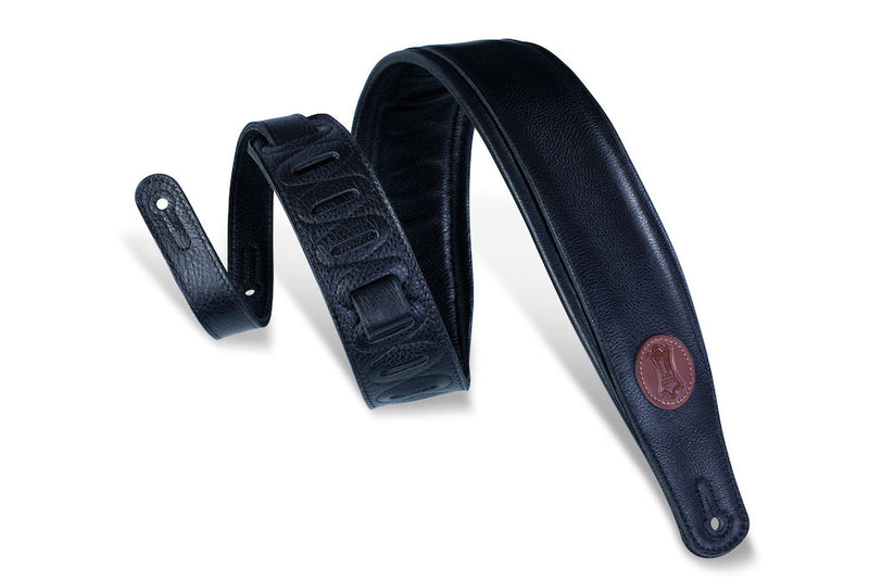 Levy's 3" Wide Garment Leather Guitar Strap - Black