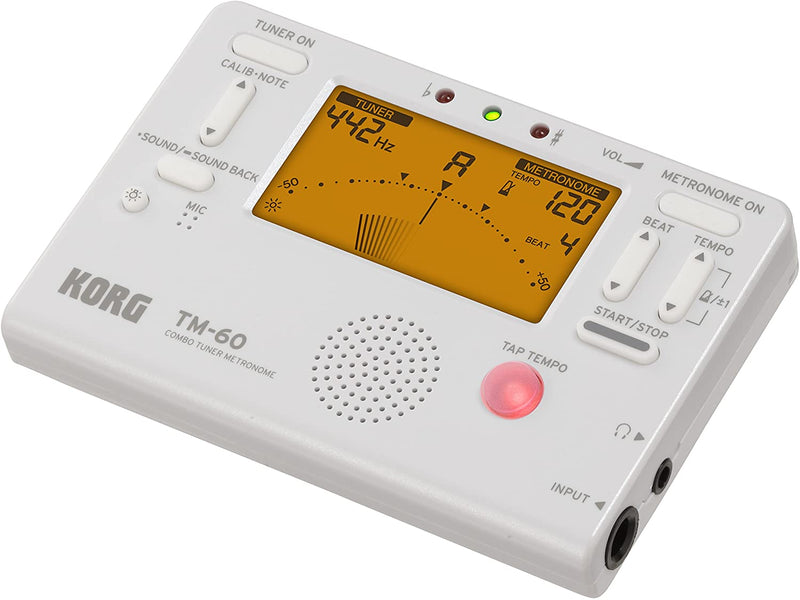 Korg TM60 Tuner/Metronome + Contact Microphone - White