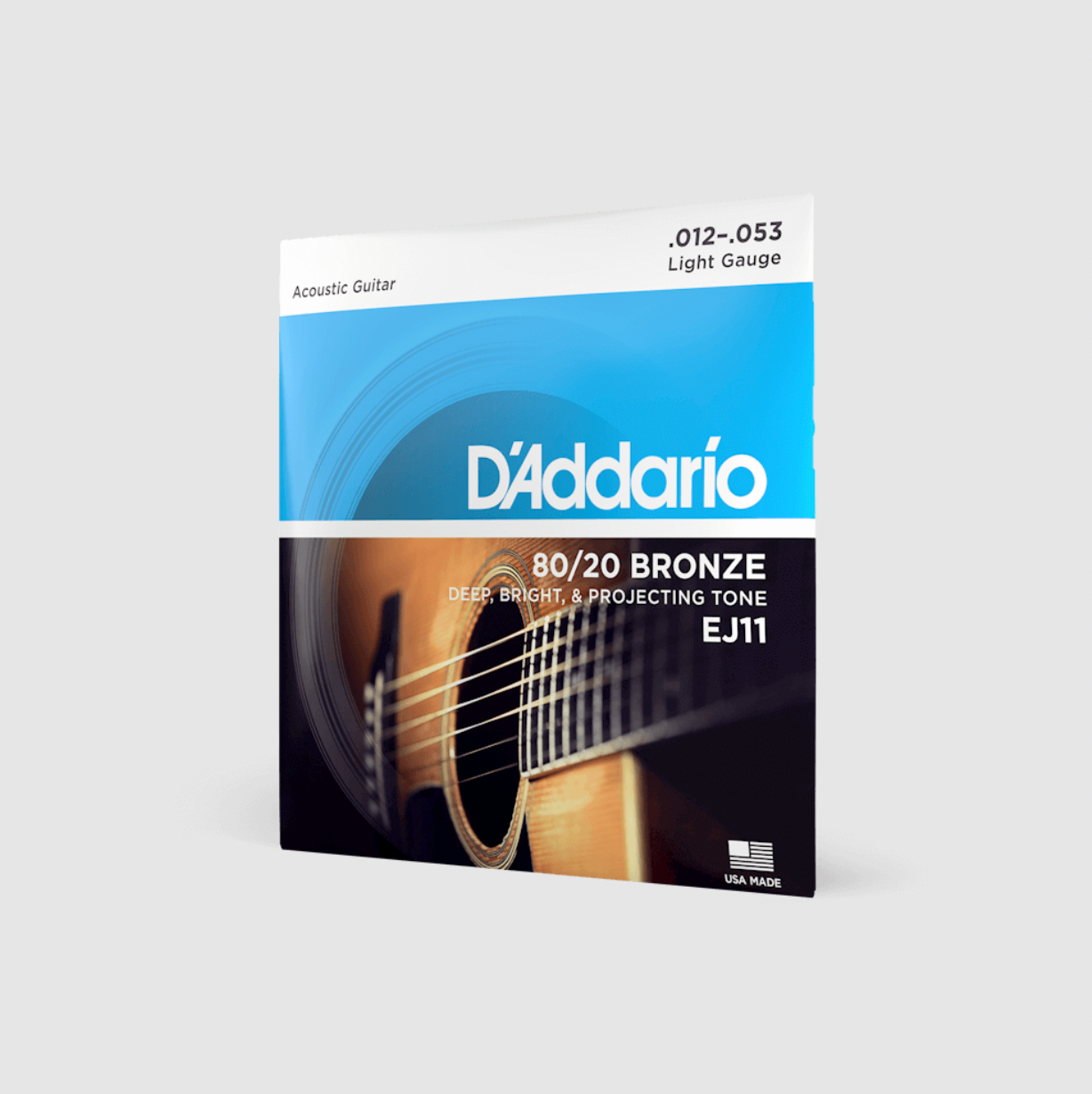 D'Addario EJ11 80/20 Bronze Acoustic Guitar Strings, Light, 12-53