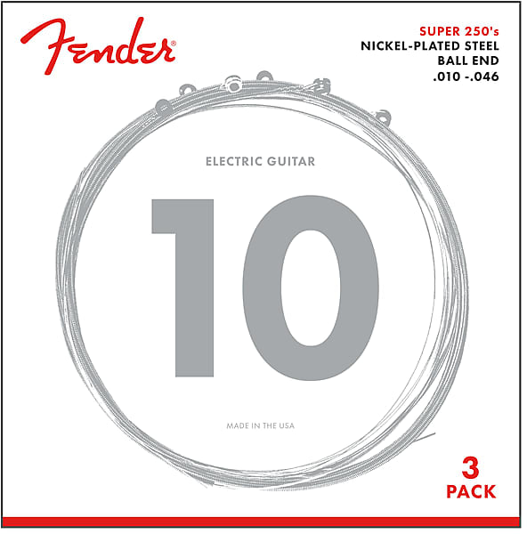 Fender Super 250R NPS Ball End Strings (.010-.046 Gauges) 3-Pack