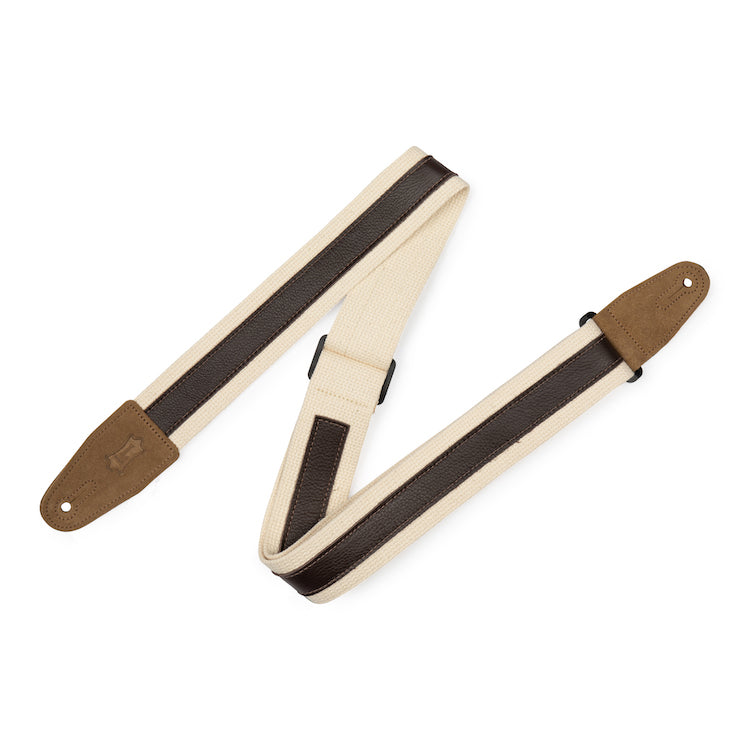 Levy's 2" Cotton Combo Series Strap w/1" Dark Brown Leather - Natural