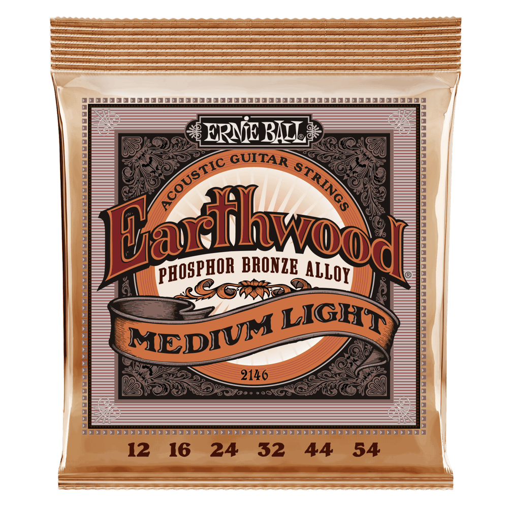 Ernie Ball 2146 Earthwood Medium Light Phosphor Bronze Acoustic Guitar Strings