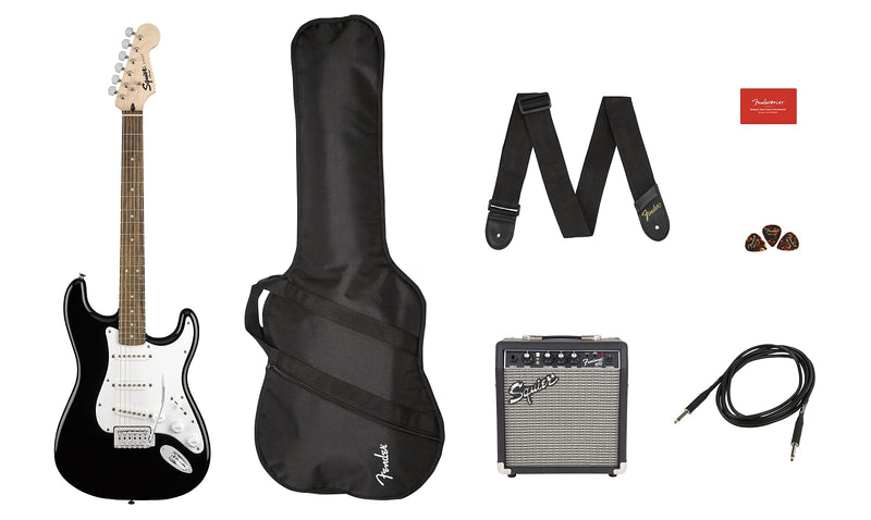 Fender Stratocaster Pack, Laurel Fingerboard, Black, Gig Bag, 10G - 120V