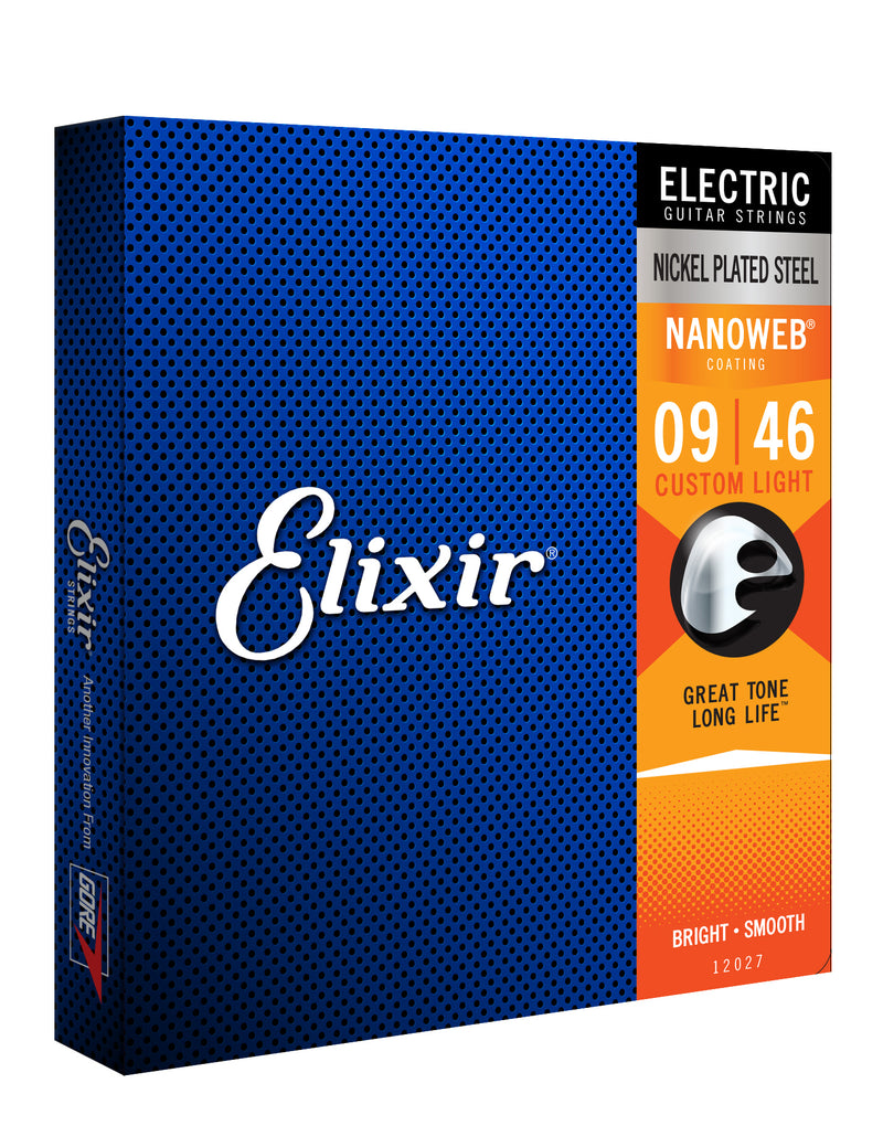 Elixir Strings 12027 Electric Nckl Plated Steel w/Nanoweb Coating Super Light 9
