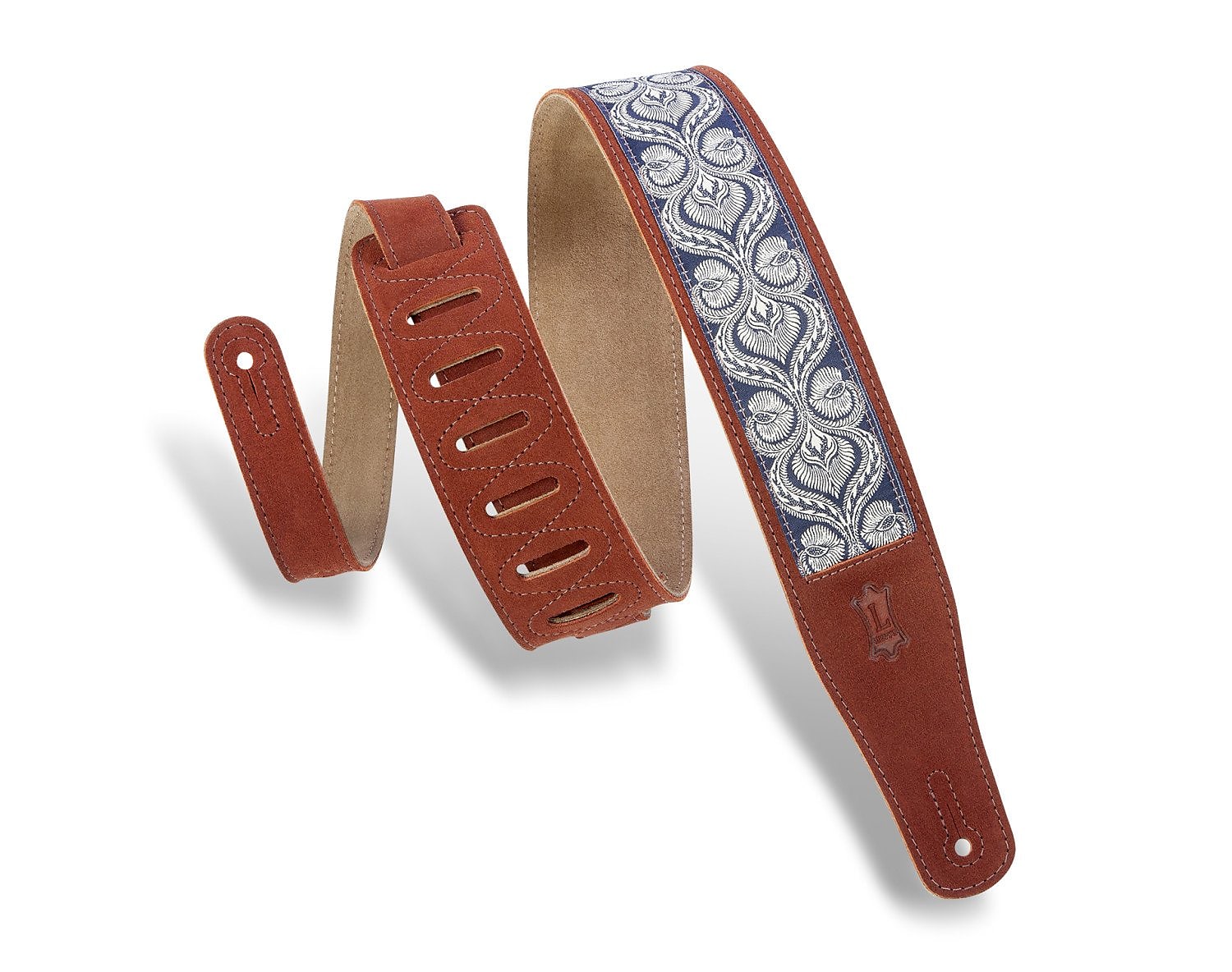 Levy's 2.5" Jacquard Embellish Suede Guitar Strap - Rust