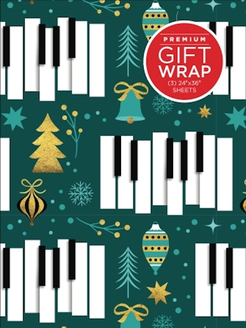 Hal Leonard Golden Piano Keys Holiday Gift Wrapping Paper