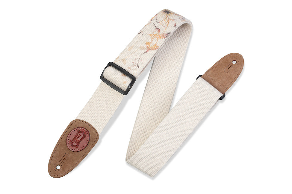 Levy's 2" Wide Cotton Guitar Strap - Cream w/Hummingbird Design