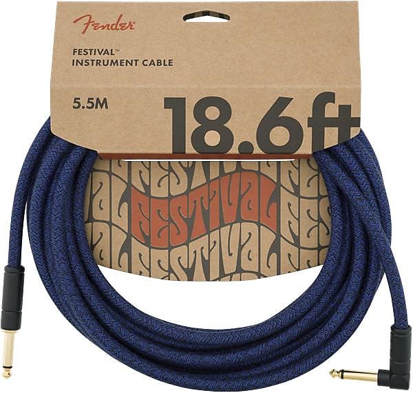 Fender 18.6' Angled Festival Instrument Cable, Pure Hemp, Blue Dream