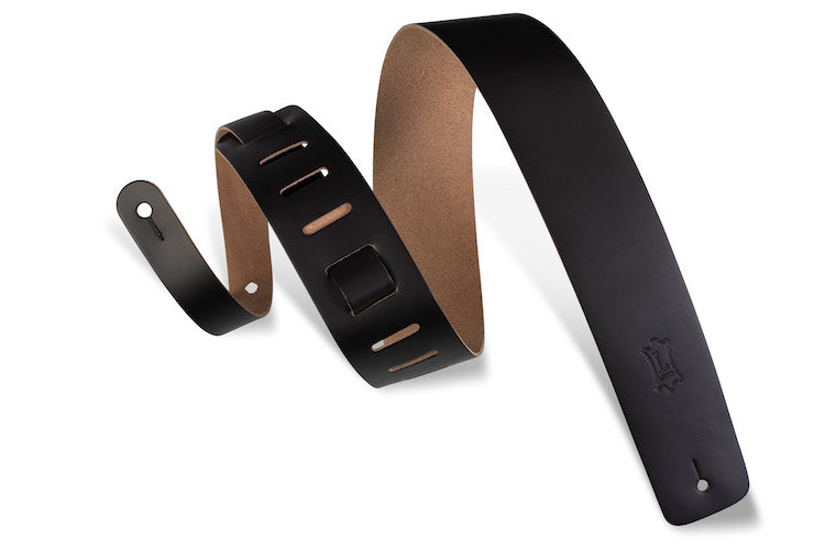Levy's 2 1/2" Wide Genuine Leather Guitar Strap - Black