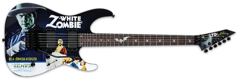 ESP LTD Kirk Hammett Signature White Zombie Graphic Electric Guitar w/Tombstone Case