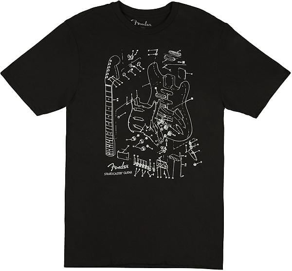 Fender Stratocaster Patent Drawing T-Shirt, Black, S