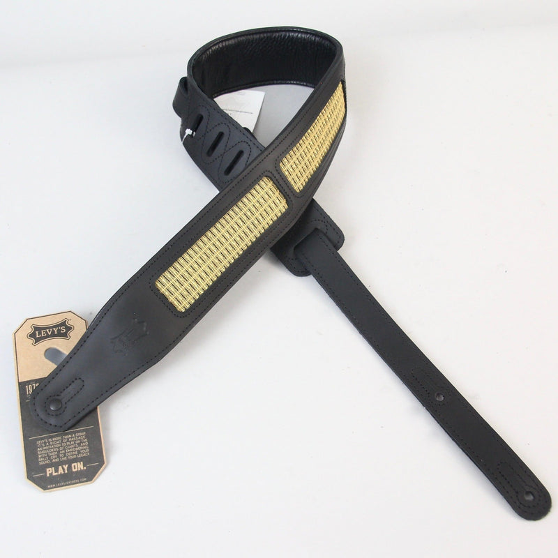 Levy's 2 1/2in Wide Black Amped Grill Cloth Guitar Strap Tan