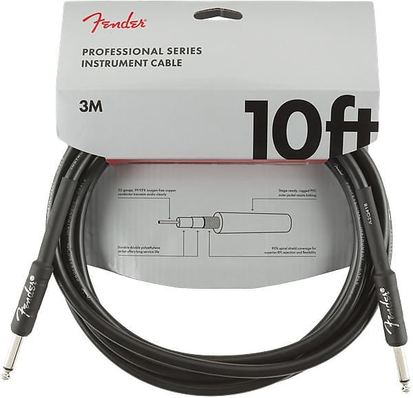 Fender Professional Series Instrument Cable, Straight/Straight, 10', Black