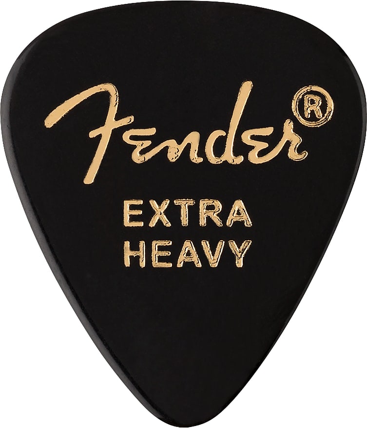 Fender 351 Shape Premium Picks, Extra Heavy, Black, 12 Count