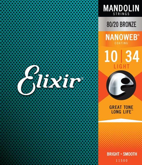Elixir Strings 11500 Mandolin Bronze w/NANOWEB Coating, Light