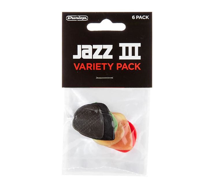 Dunlop PVP103 Jazz III Pick Variety Pack, Assorted, 6 Pack