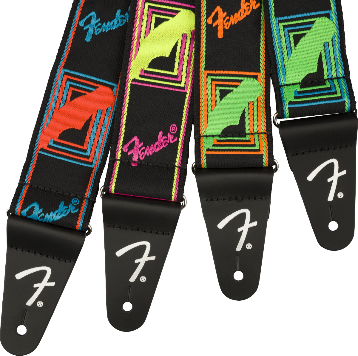 Fender Neon Monogrammed Strap, Yellow/Pink