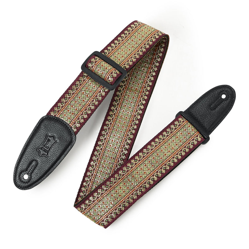 Levy's M8TF-001 Thai Motif Woven Guitar Strap - Burgundy