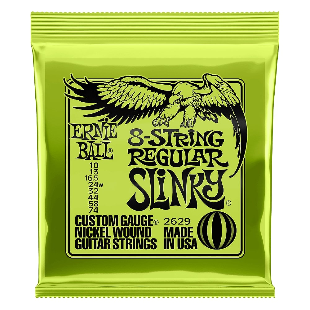 Ernie Ball Regular Slinky 8-String Nickel Wound Electric Guitar Strings 10-74