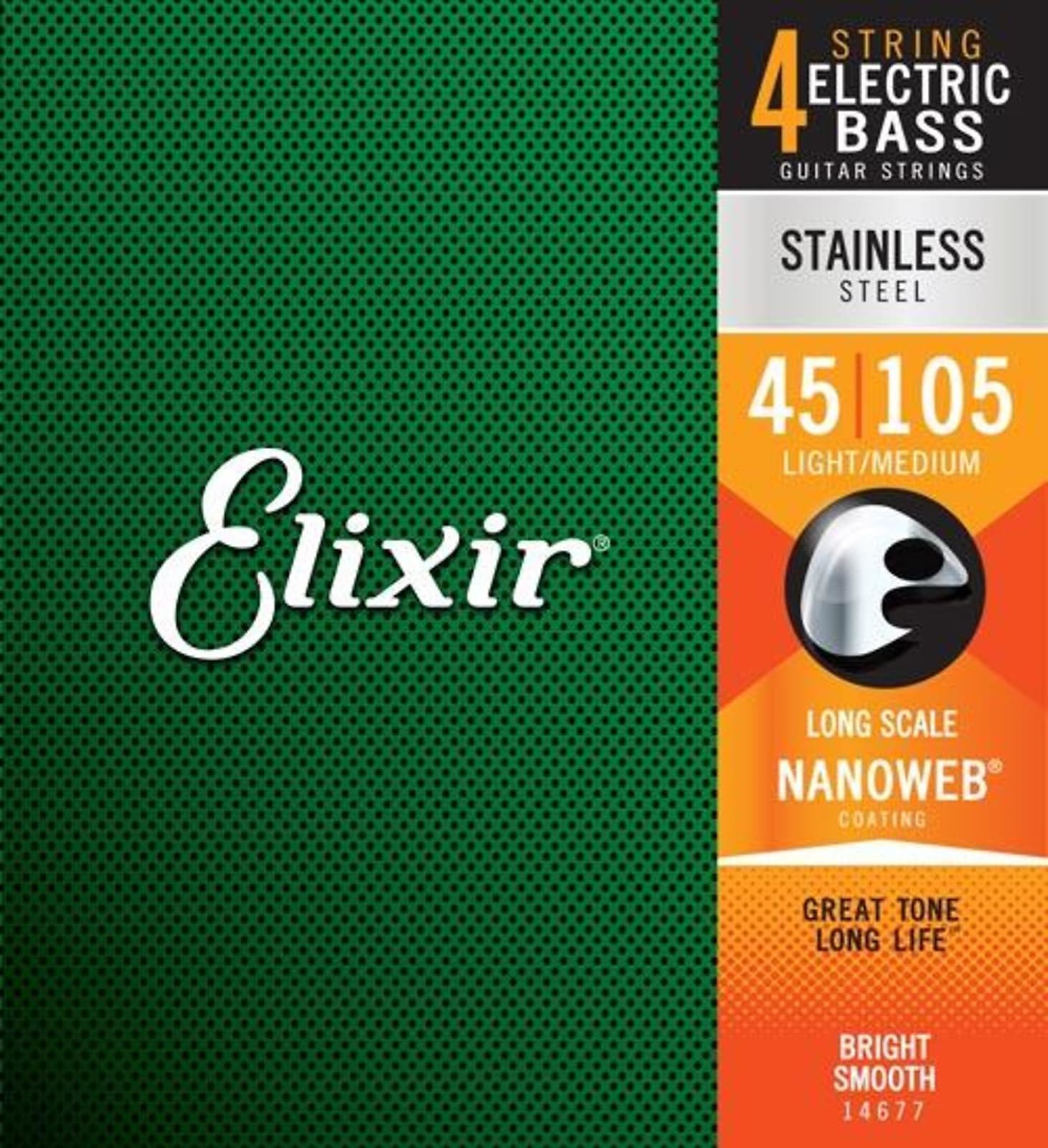 Elixir Strings 14677 E Bass S.Steel w/NANOWEB Coating, Light/Medium