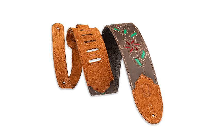 Levy's Flowering Vine Brown Leather Strap w/Red Flowers