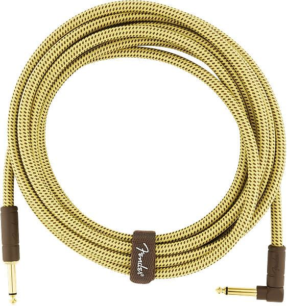 Fender Deluxe Series Instrument Cable, Straight/Angle, 15', Tweed