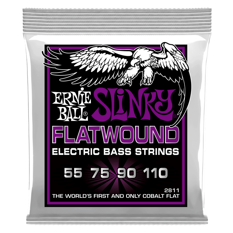 Ernie Ball 2811 Power Slinky Flatwound Electric Bass Strings, 55-110 Gauge