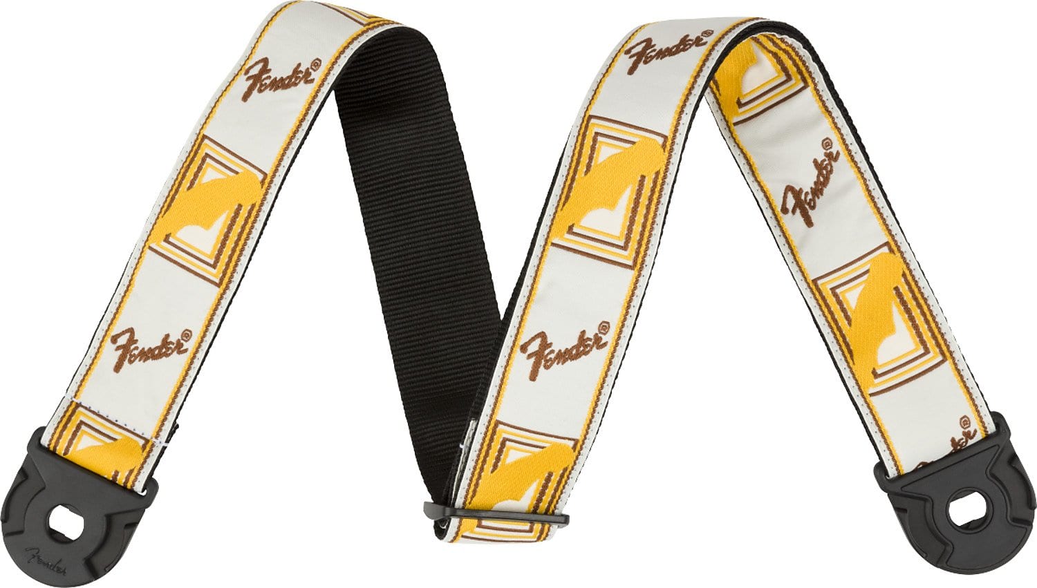 Fender Quick Grip Strap White/Yellow/Brown Monogram Strap