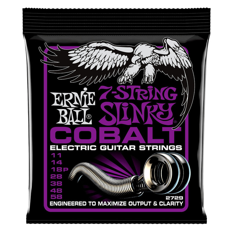 Ernie Ball 2729 Power Slinky Cobalt 7-String Electric Guitar Strings 11-58 Gauge