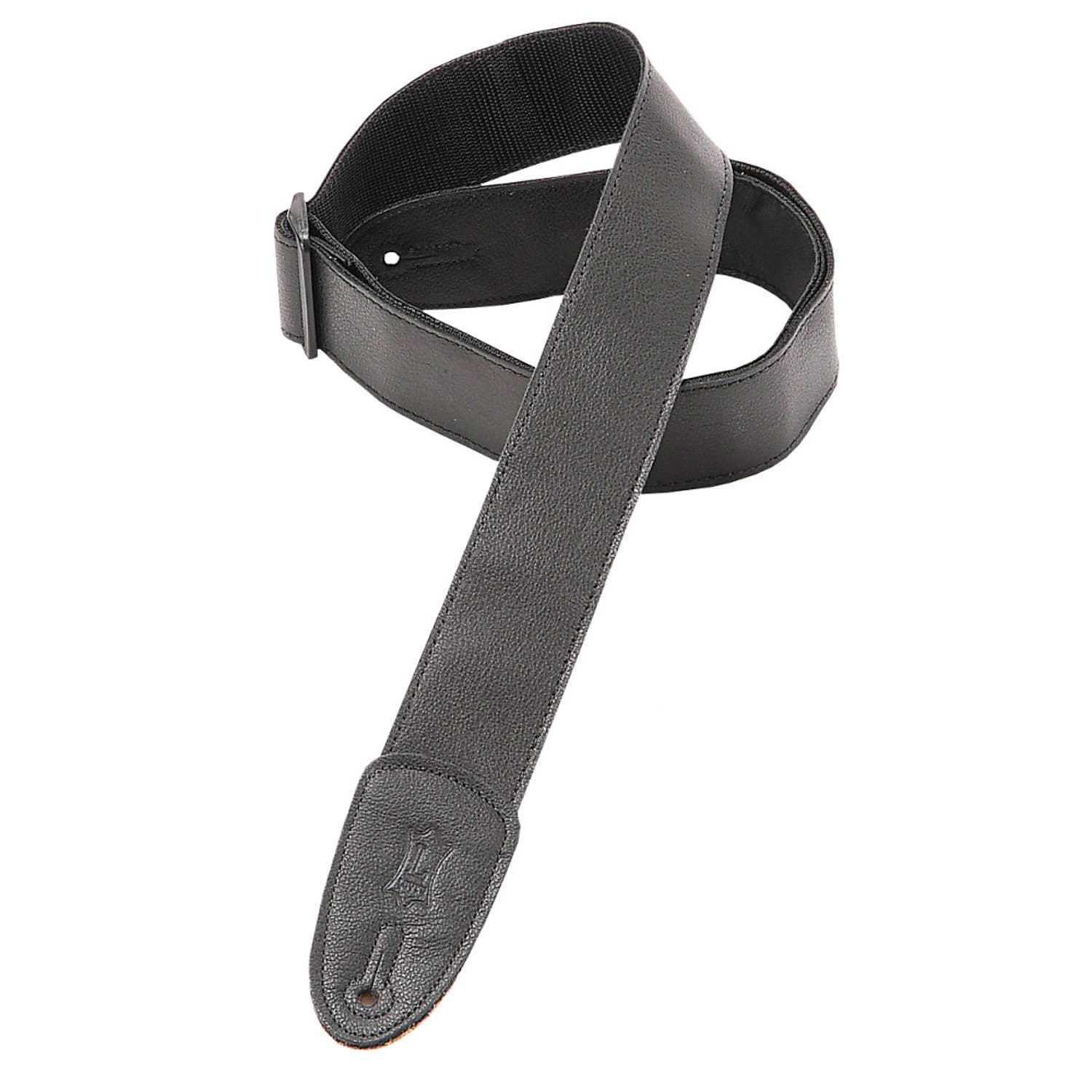 Levy's 2in Garment Leather Guitar Strap - Black