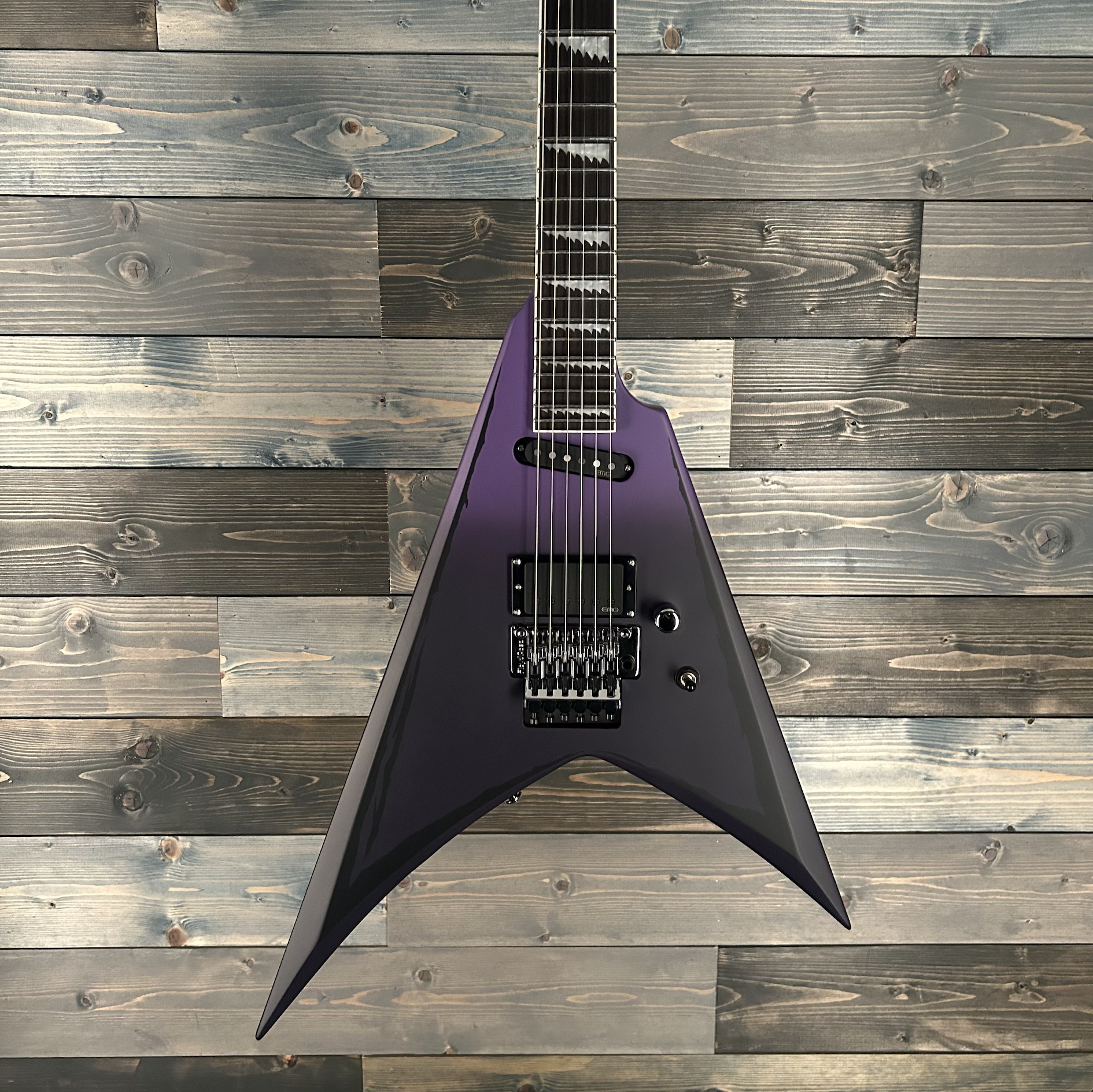 ESP LTD Alexi Ripped Electric Guitar - Purple Fade Satin w/Ripped Pinstripes