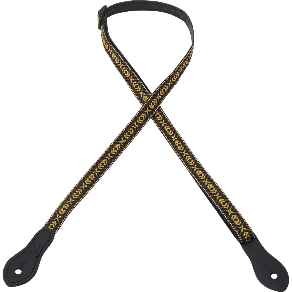 Levy’s MJ19UKE-002 1/2″ Wide Jacquard Mandolin/Ukulele Strap - Brown/Yellow